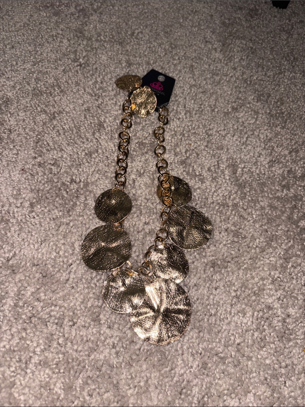 paparazzi Gold Textured Disc Statement Necklace